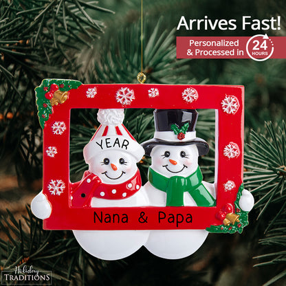 Snow Couple Frame Christmas Ornament