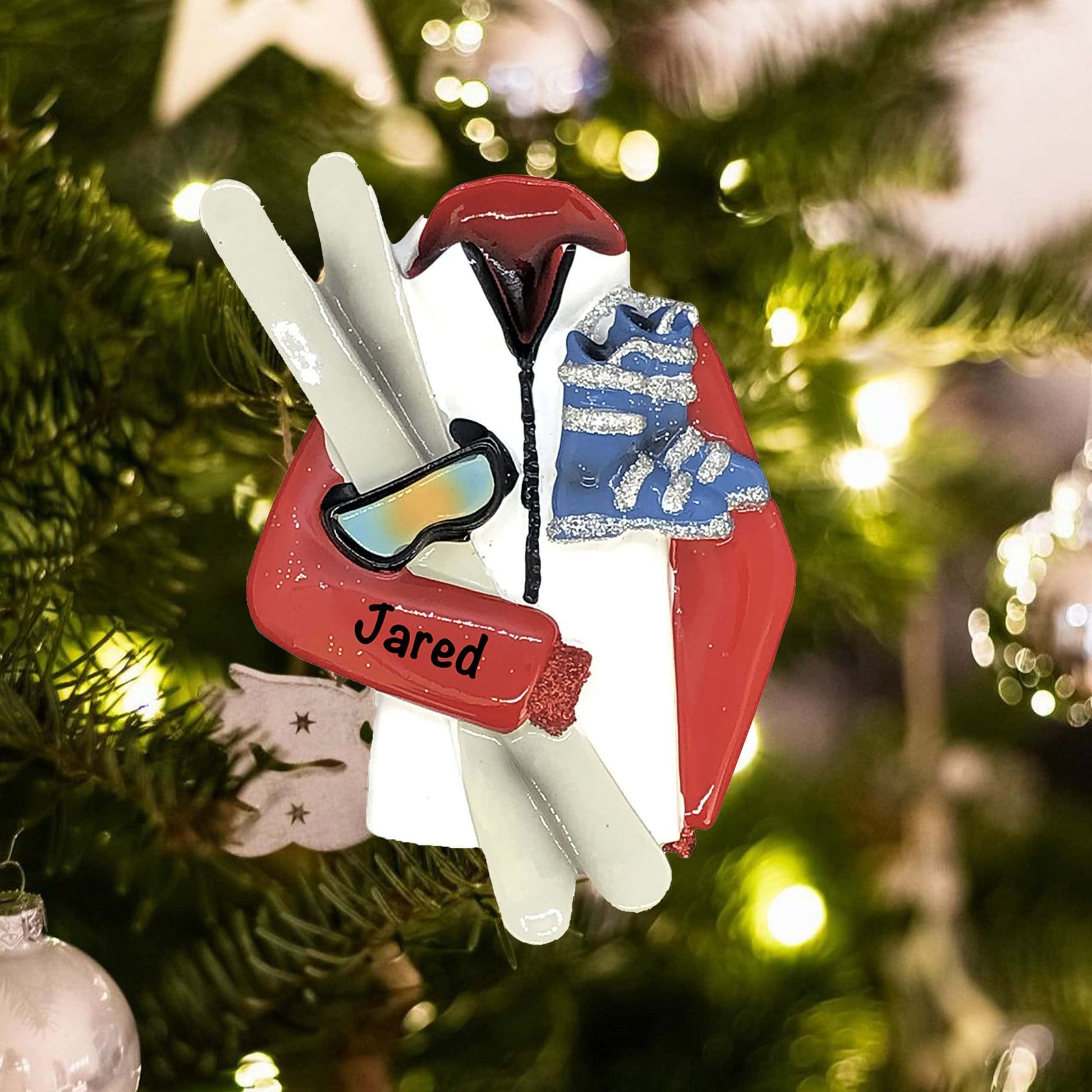 C6555 Personalized Ski Equipment Christmas Ornament