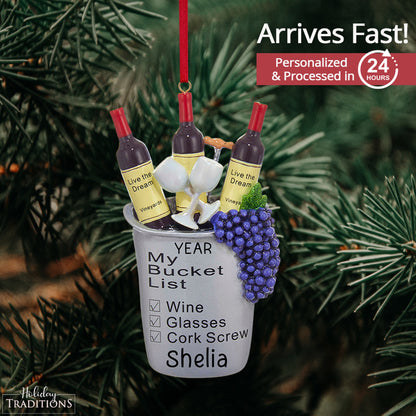 Wine Bucket List Christmas Ornament