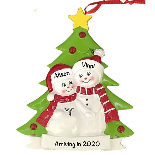 Pregnant Snow Couple Christmas Ornament