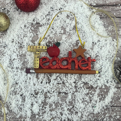 Teacher Pencil Christmas Ornament