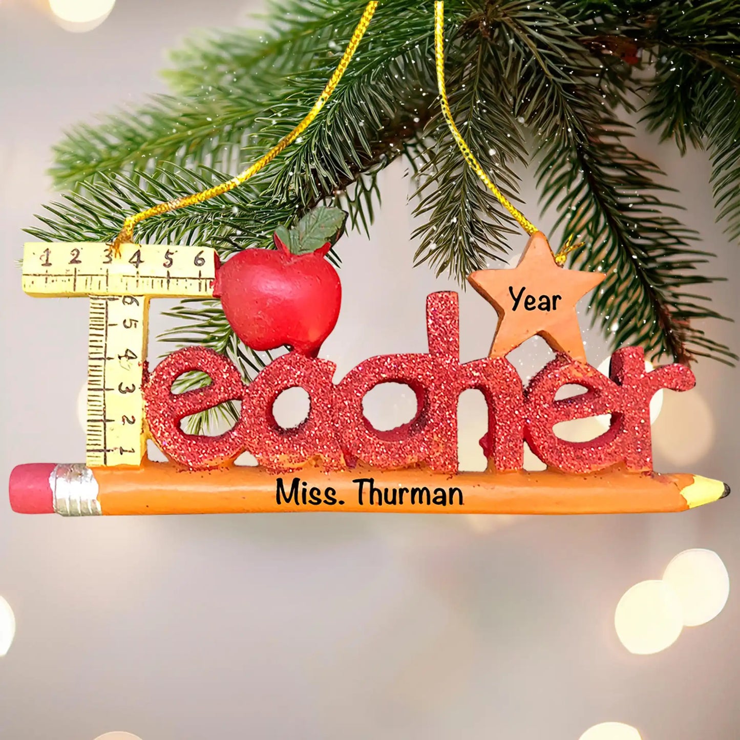 Teacher Pencil Christmas Ornament