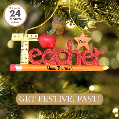 Teacher Pencil Christmas Ornament