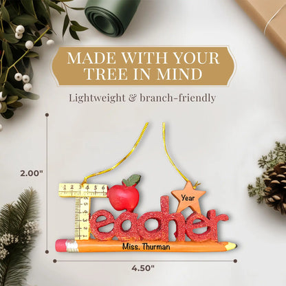 Teacher Pencil Christmas Ornament