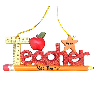 Teacher Pencil Christmas Ornament