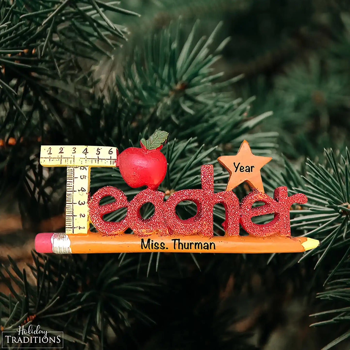 Teacher Pencil Christmas Ornament