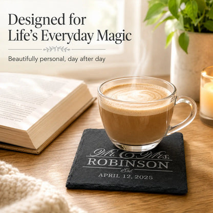 Square Slate Personalized Coasters (Mr & Mrs)