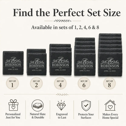 Square Slate Personalized Coasters (Mr & Mrs)