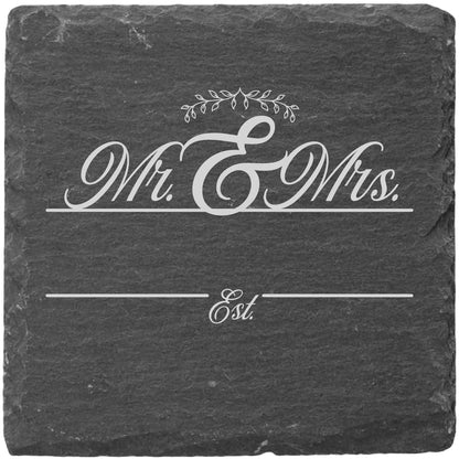 Square Slate Personalized Coasters (Mr & Mrs)