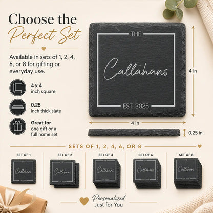 Personalized Family Name Slate Coasters