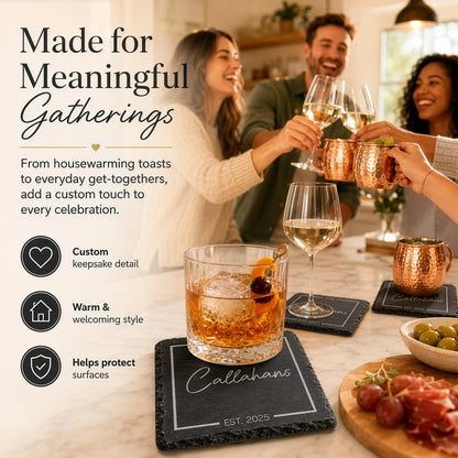 Personalized Family Name Slate Coasters