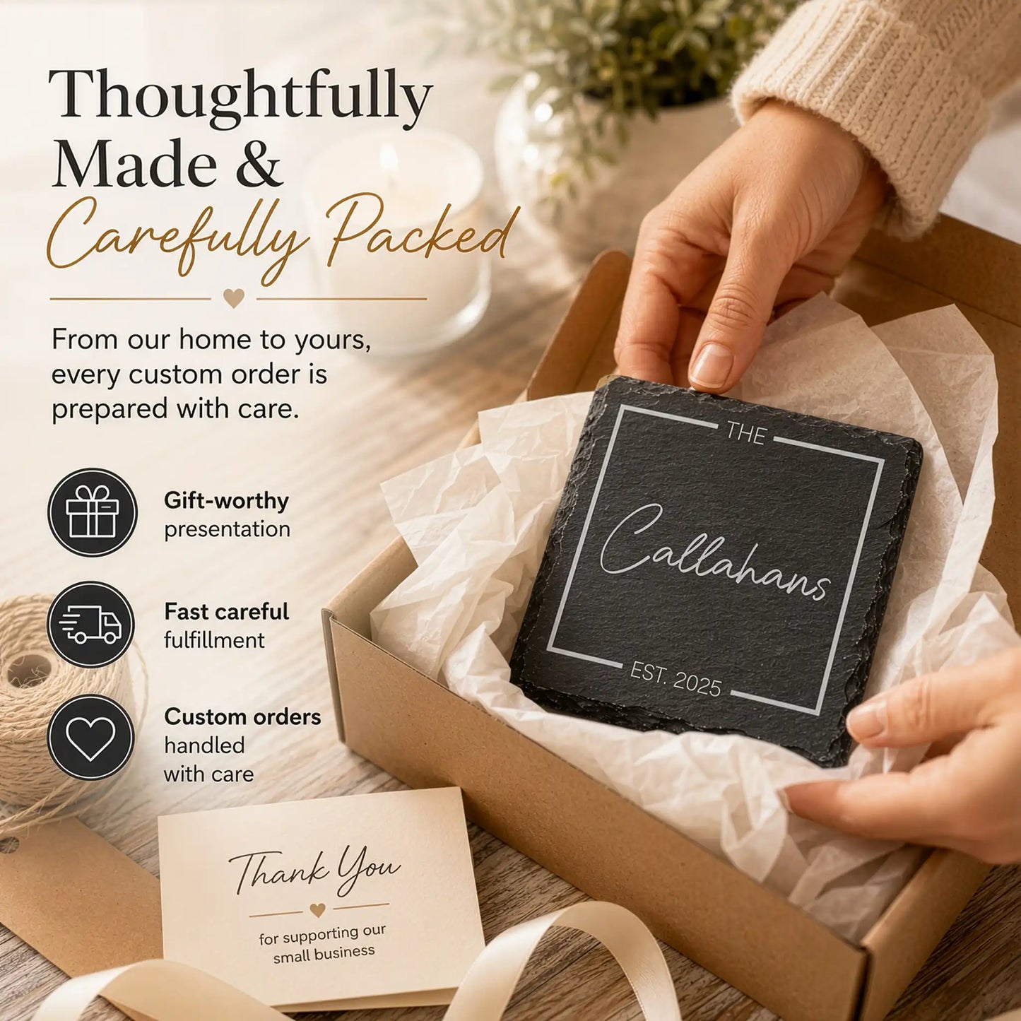 Personalized Family Name Slate Coasters