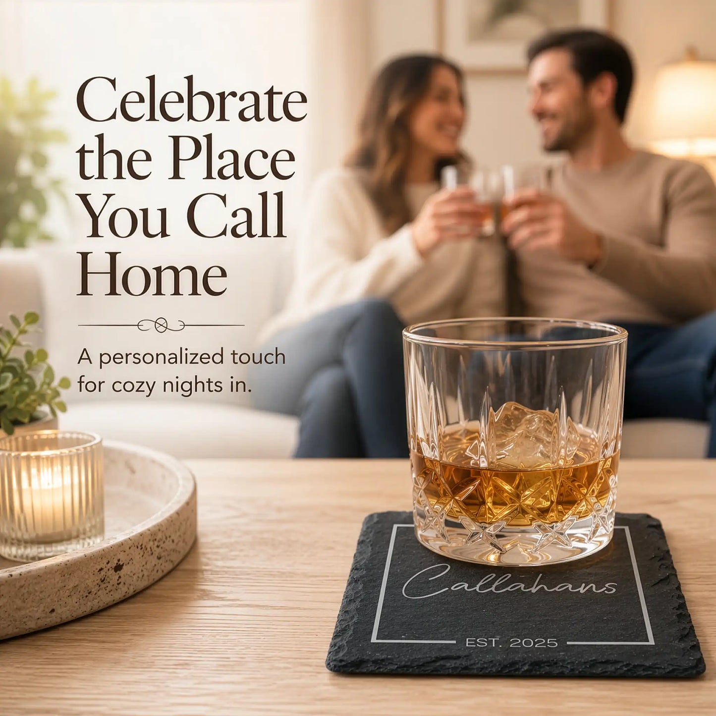 Personalized Family Name Slate Coasters