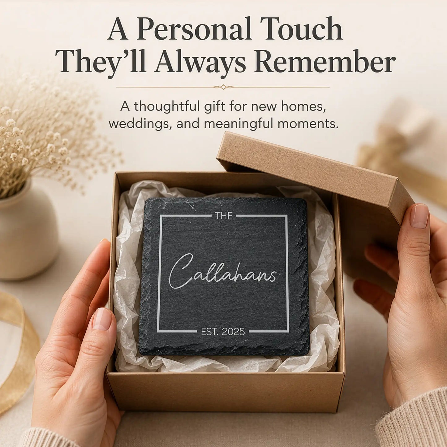 Personalized Family Name Slate Coasters