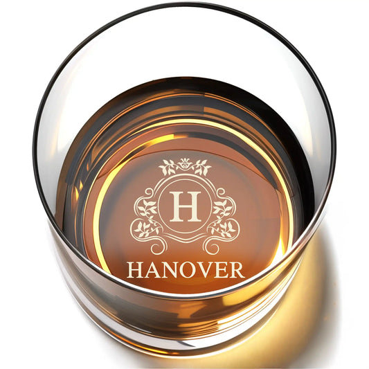 Personalized Whiskey Glass With Monogram Crest