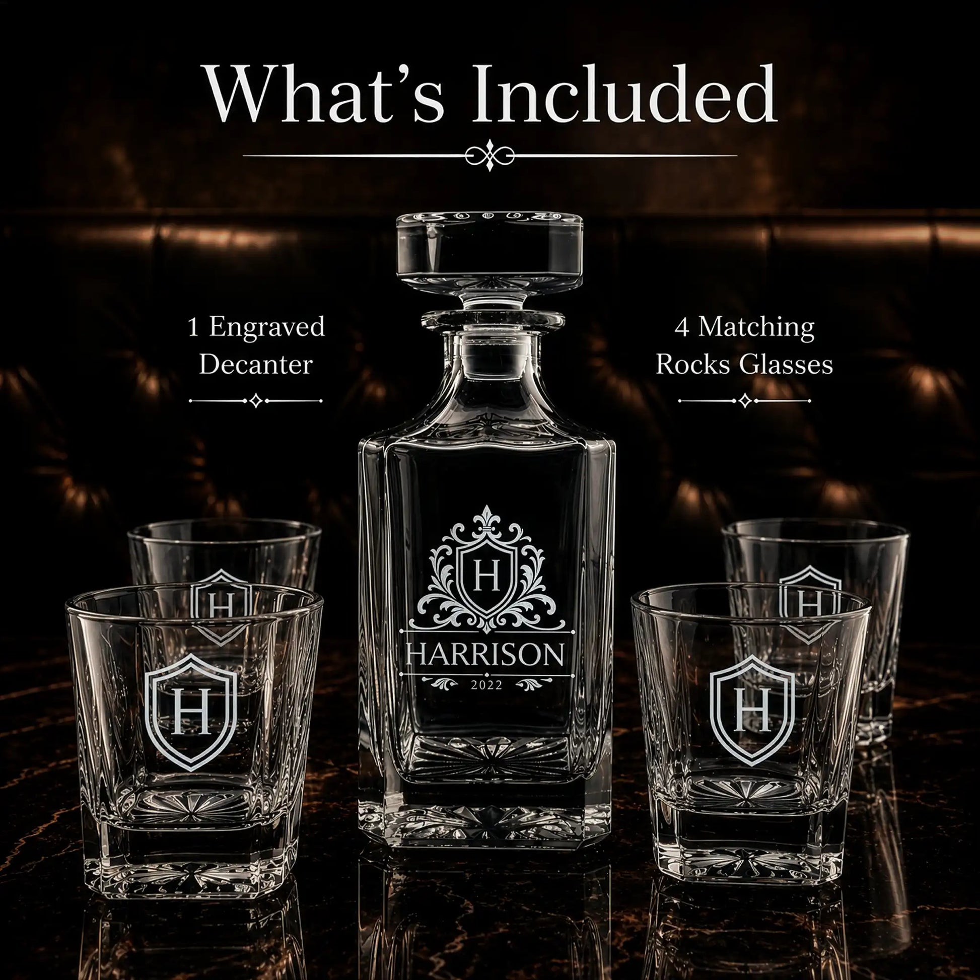 Premium crystal whiskey decanter set featuring elegant stopper, clear glass, and heavy weighted base