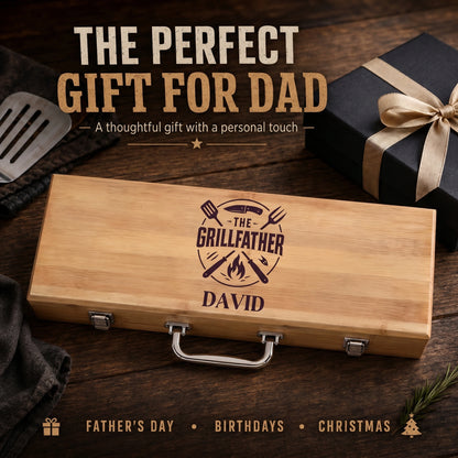 Personalized bbq grill set for dad gift