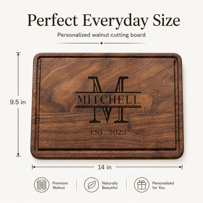 personalized cutting board on a white background