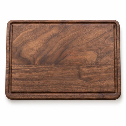 Wooden cutting board on a white background