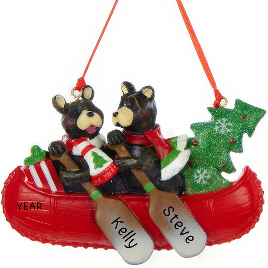 Bear Canoe Couple Christmas Ornament