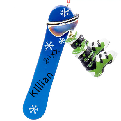 Snowboarding Personalized Ornament - Blue