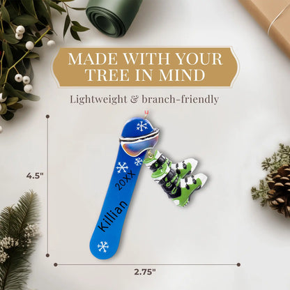 Snowboard Personalized Ornament with Boots