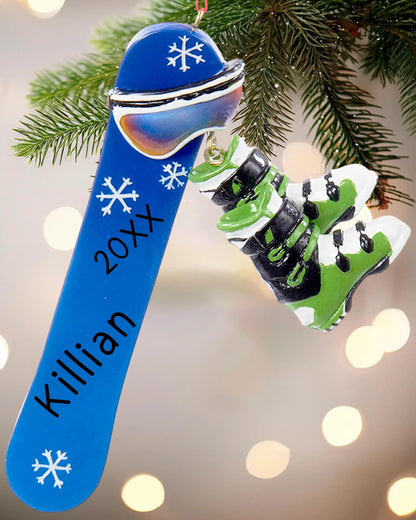 Snowboard Personalized Ornament with Boots