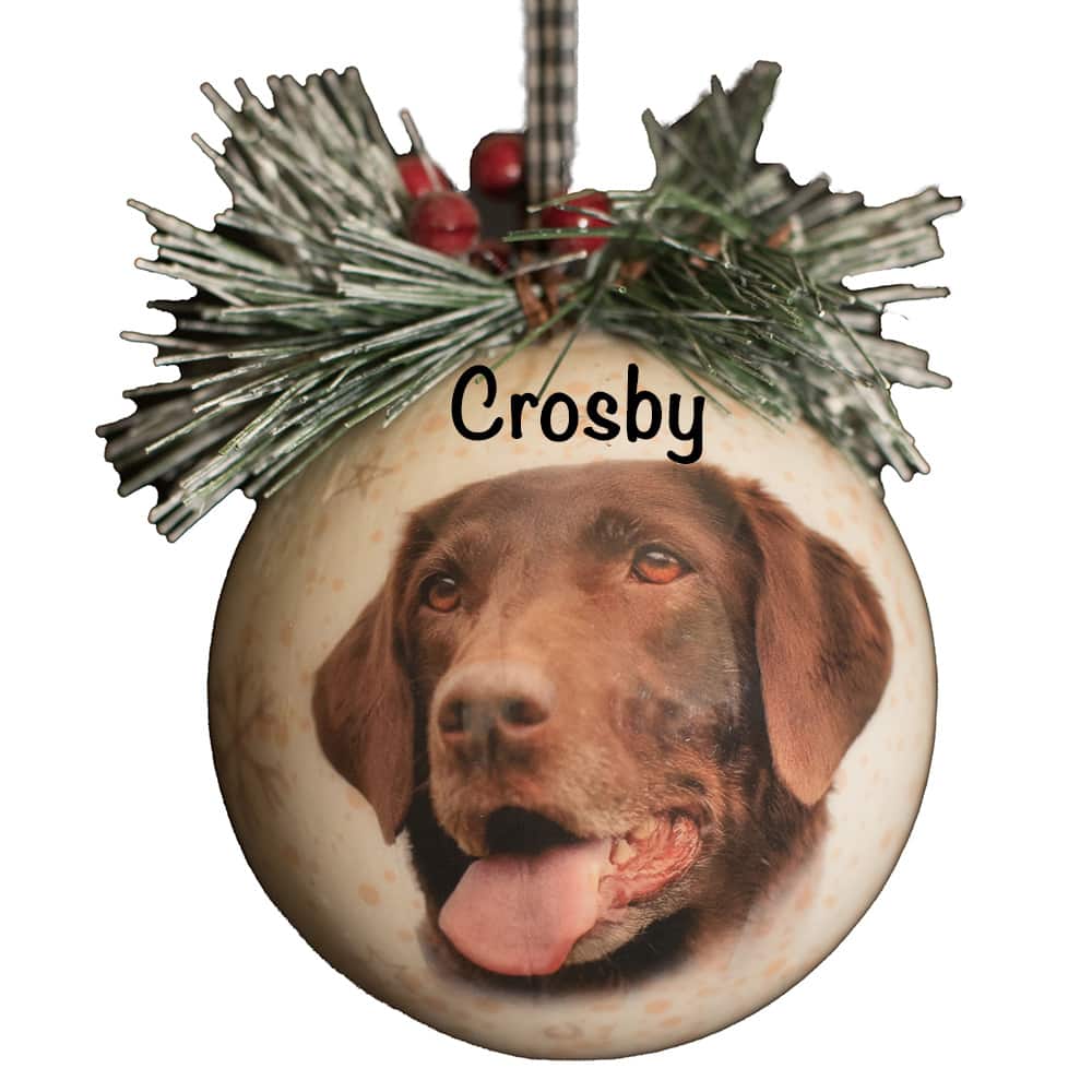 Chocolate Labrador Retriever Decoupage Christmas Ornament