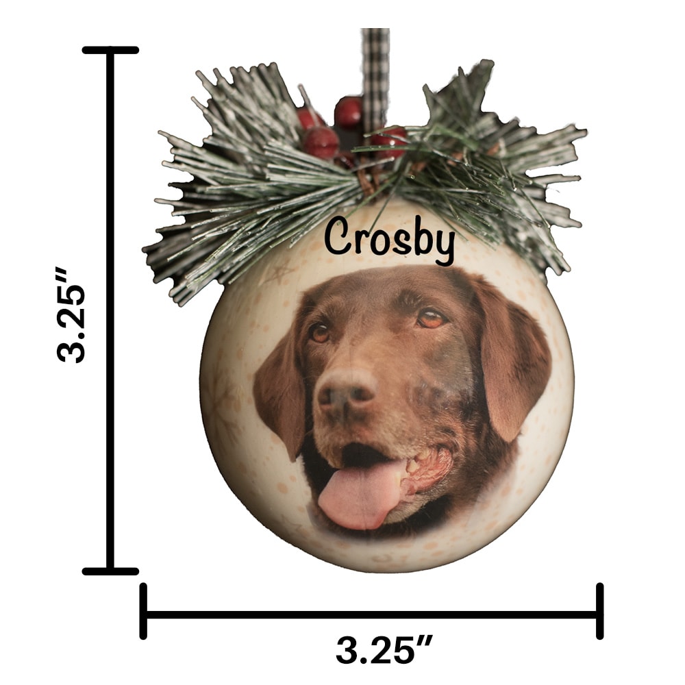 D3989-1 Brown Labrador Retriever Decoupage Christmas Ornament