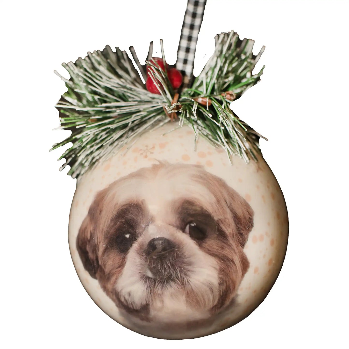 Shih Tzu Christmas Ornament - Tan & White