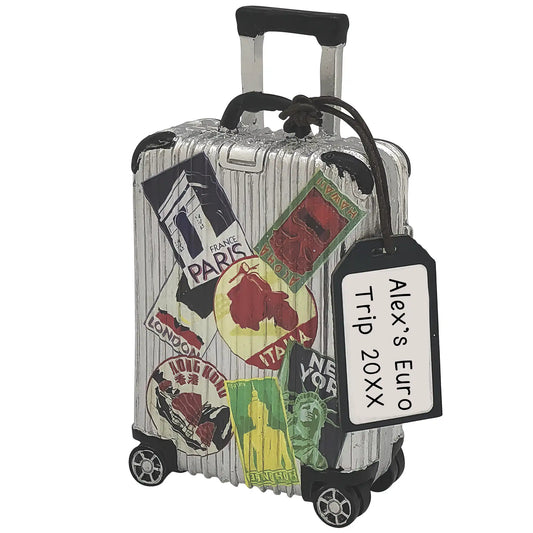 World Travel Suitcase Christmas Ornament