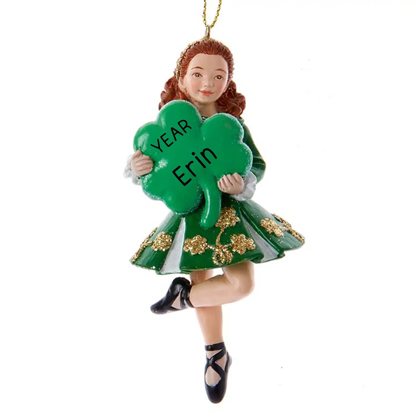 Irish Dancing Christmas Ornament - Holding Shamrock