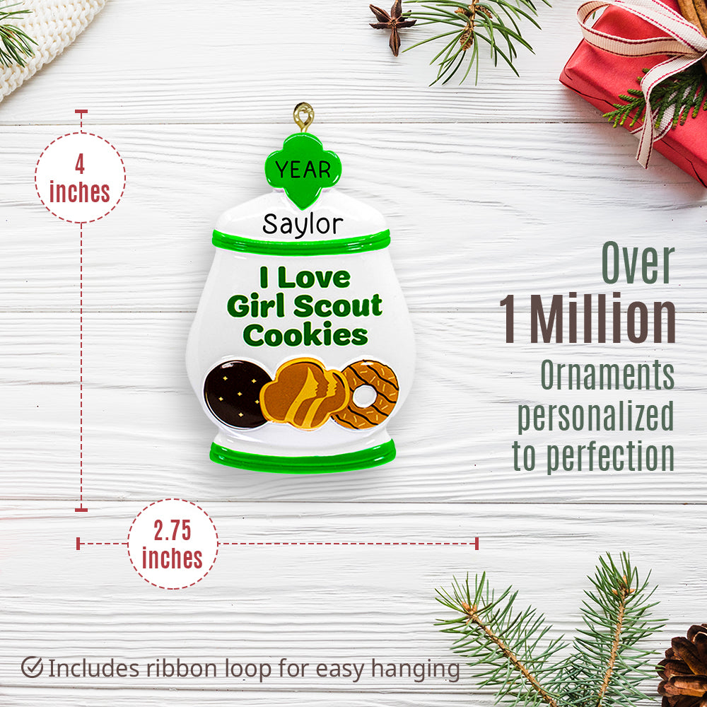 I Love Girl Scout Cookies Christmas Ornament