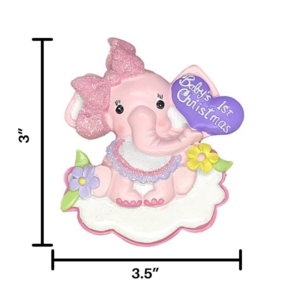 H5147G Baby Elephant Girl Personalized Christmas Ornament