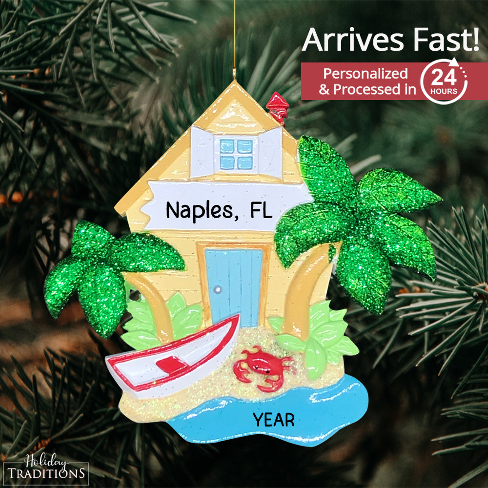 Beach House Vacation Christmas Ornament