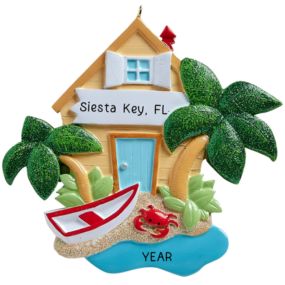 Beach House Vacation Christmas Ornament