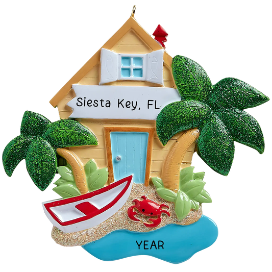 Beach House Vacation Christmas Ornament