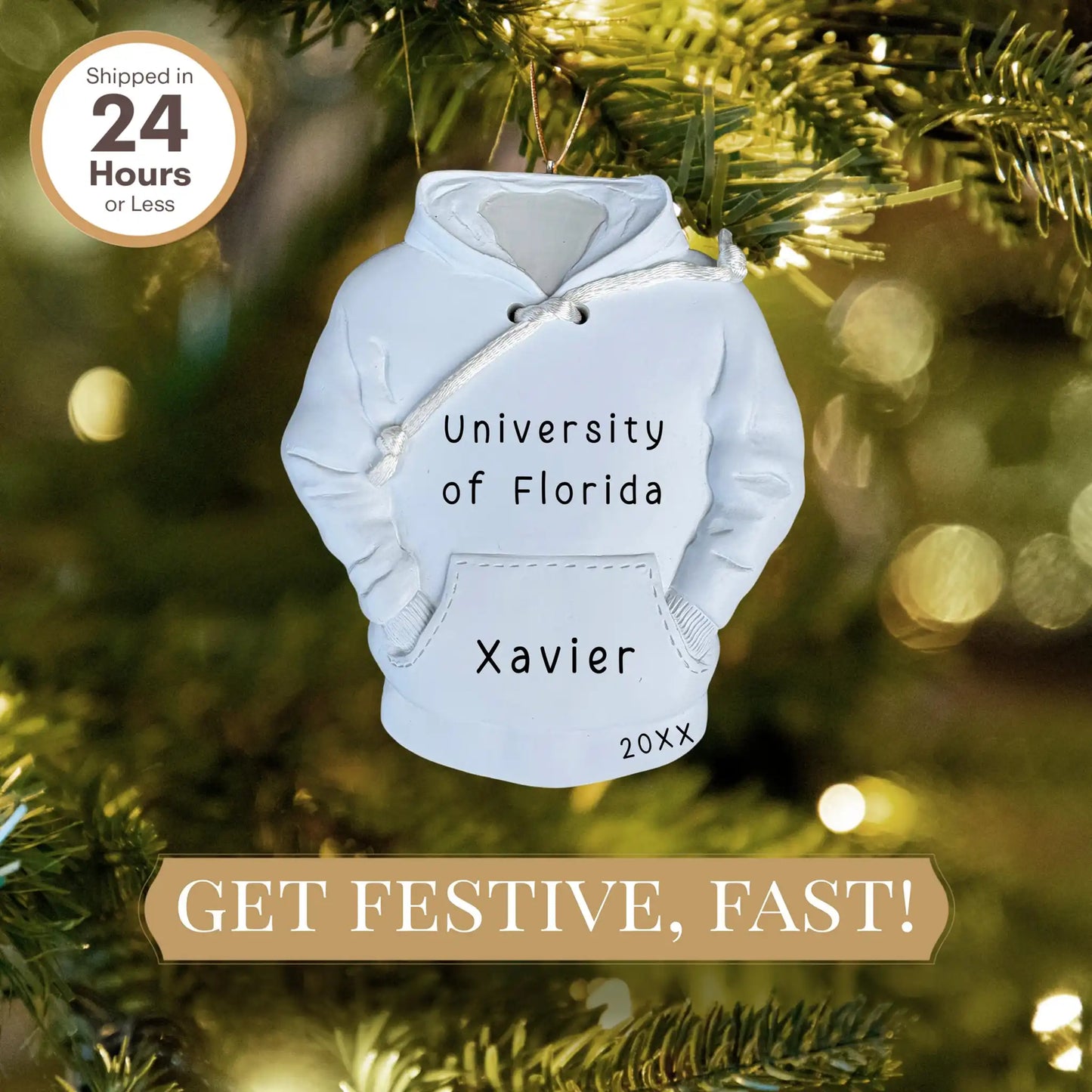 College Hoodie Personalized Ornament