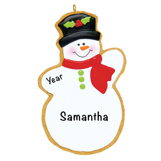 HH186 Gingerbread Christmas Snowman Personalized Christmas Ornament