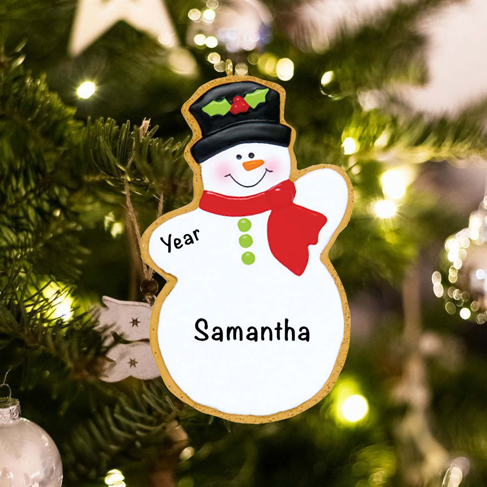 HH186 Personalized Gingerbread Snowman Christmas Ornament