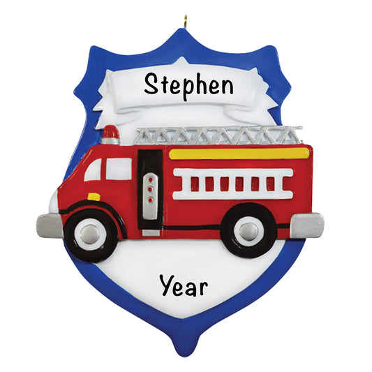 Fire Truck Emblem Christmas Ornament