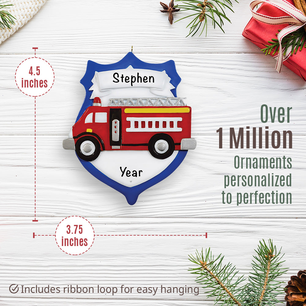 Fire Truck Emblem Christmas Ornament