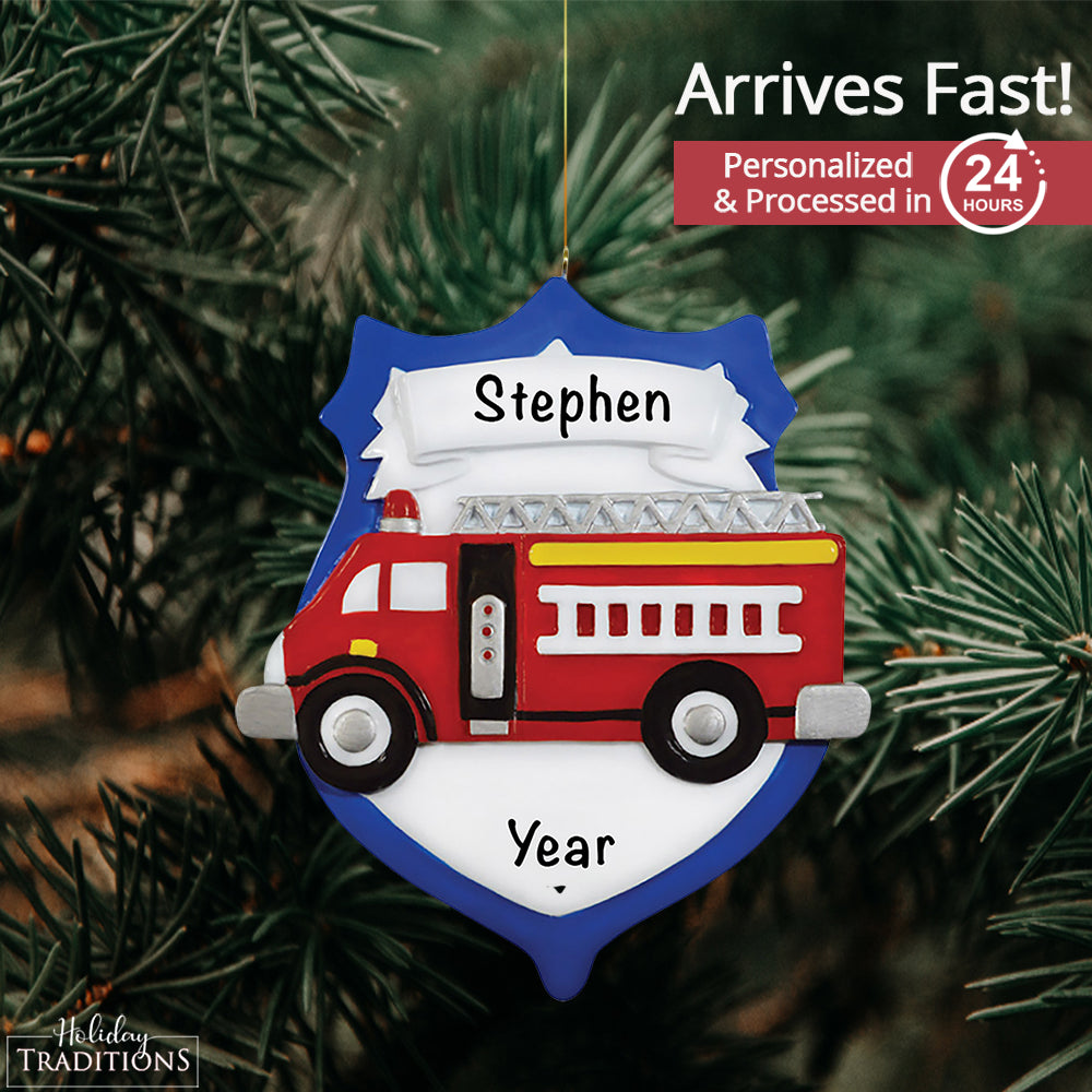 Fire Truck Emblem Christmas Ornament