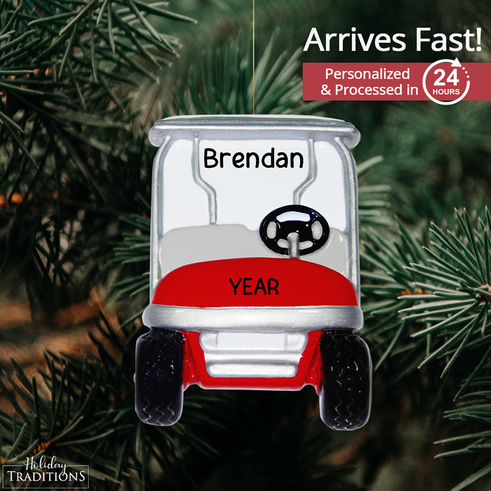 Red Golf Cart Personalized Christmas Ornament