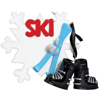 Ski Snowflake Christmas Ornament