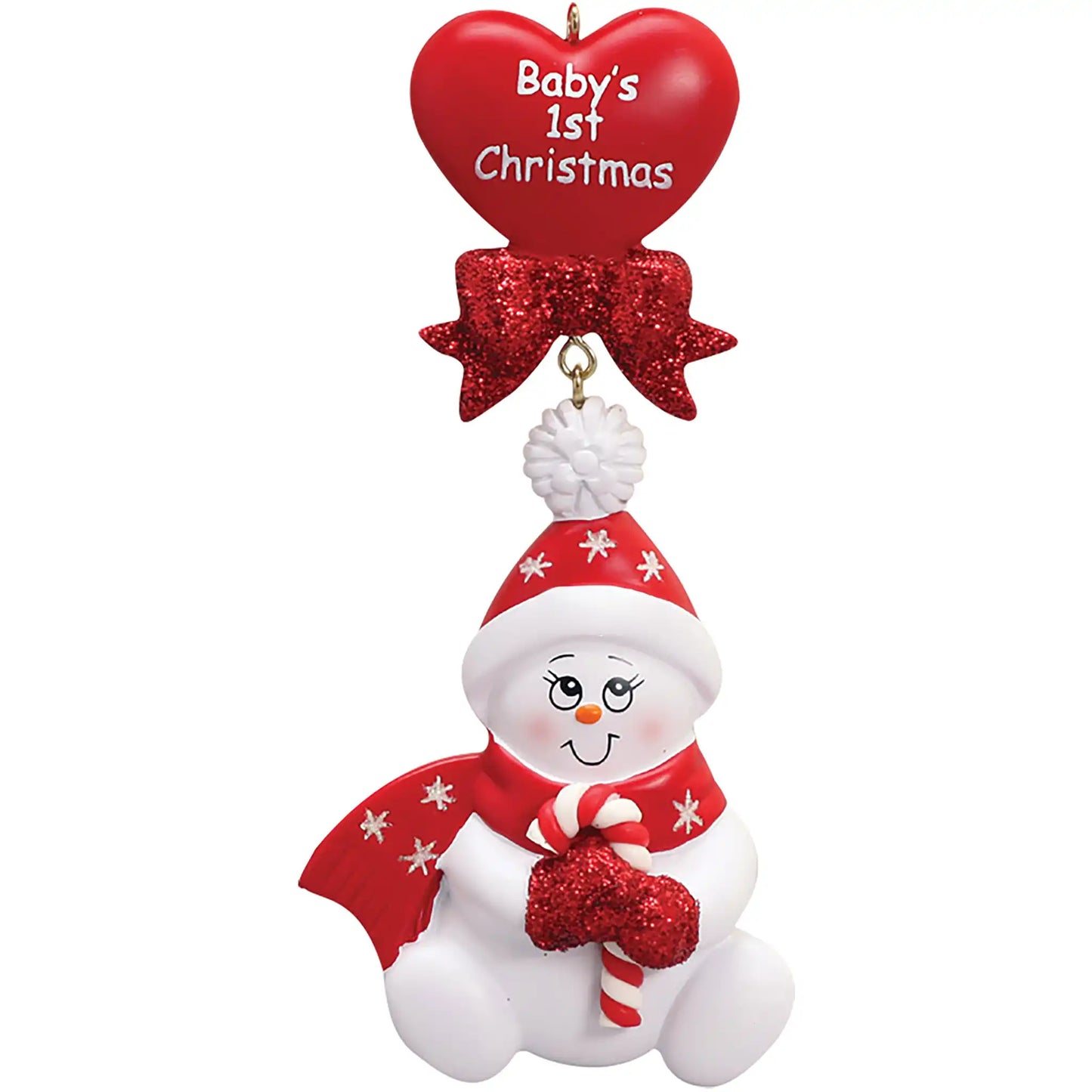 Red Baby's 1st Christmas Candycane Snowbaby Christmas Ornament