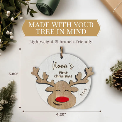 Adorno personalizado de reno rosa roja de Rodolfo