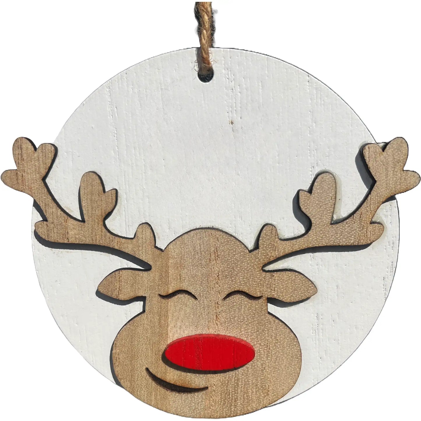 Rudolph Red Rose Reindeer Personalized Rustic Ornament