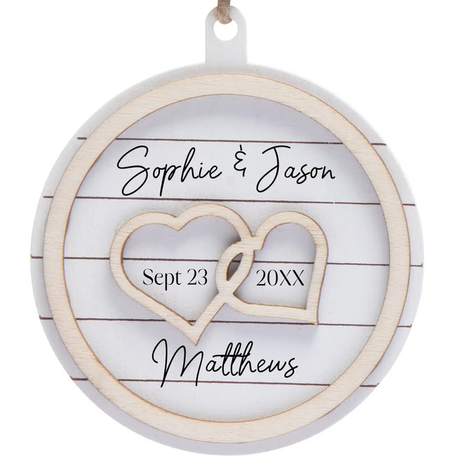 Personalized Love Hearts Rustic Ornament custom engagement keepsake celebrating couples love story