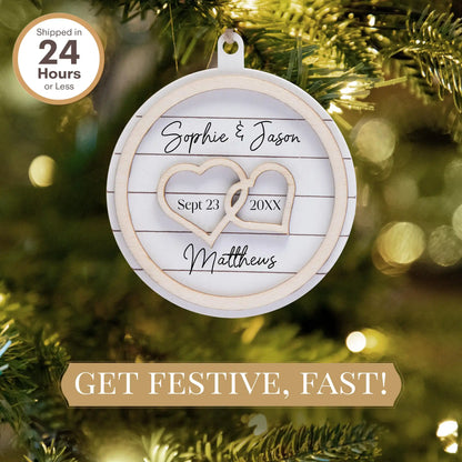 Adorno personalizado de corazón entrelazado 